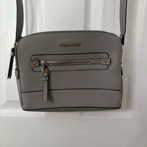 Dana Buchman Gray Crossbody Bag Faux Leather Red Lining